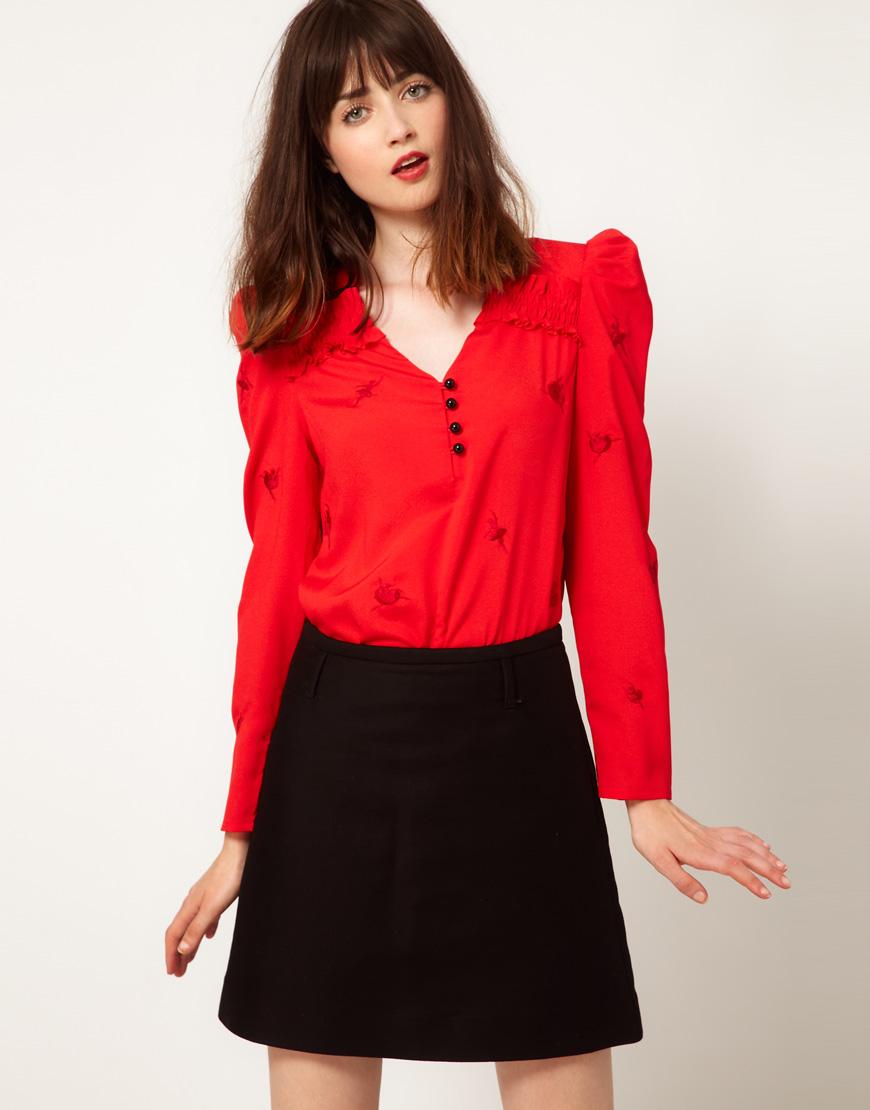 Foto Body estilo blusa con bailarinas bordadas de Nishe Rojo