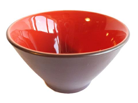 Foto Bol individual cerámica marrón mate rojo