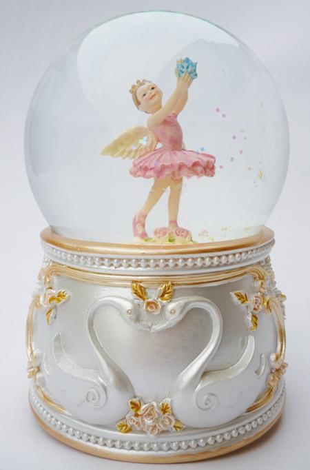 Foto Bola de nieve musical con bailarina angel rosa