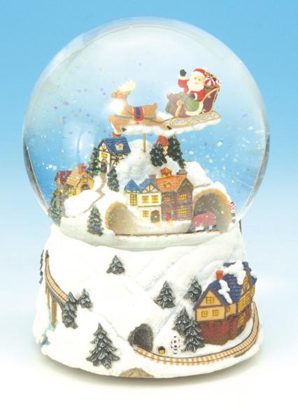 Foto Bola de nieve musical de Navidad Papá Noel y tren - Bolas de agua
