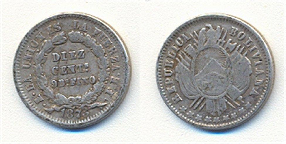 Foto Bolivien 10 Centavos 1873