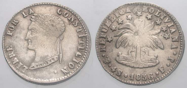 Foto Bolivien 4 Sueldos (1/2-Peso) 1856