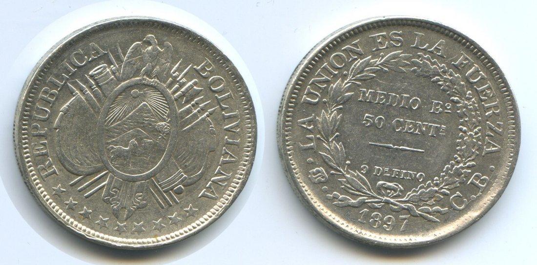 Foto Bolivien 50 Centavos 1897