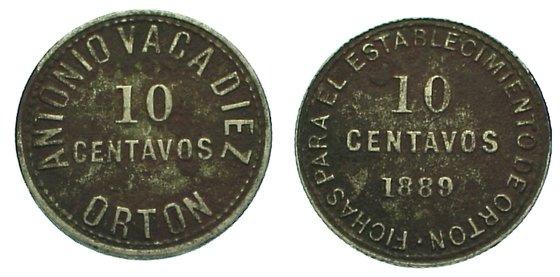 Foto Bolivien Pando Kn 10 Centavos Token 1889