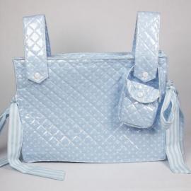 Foto Bolsa de paseo para el carrito celeste con topitos