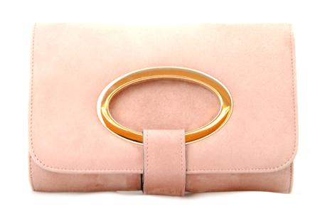 Foto bolso ante rosa tapa aro oro