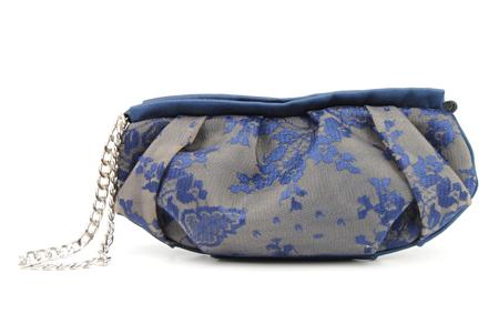 Foto bolso azul con encaje y pliegues