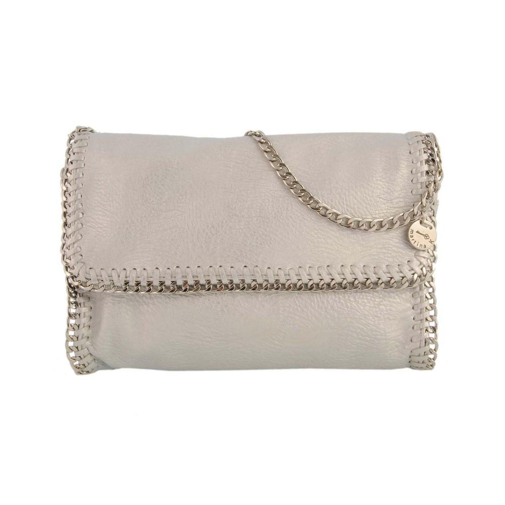 Foto Bolso cartera con solapa y cadena (Color: PLATA, Talla: U)
