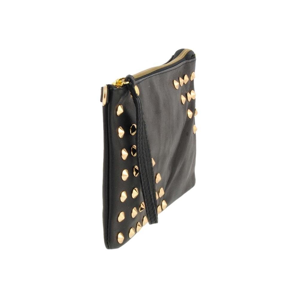 Foto Bolso cartera de piel con tachas doradas (Color: NEGRO, Talla: U)