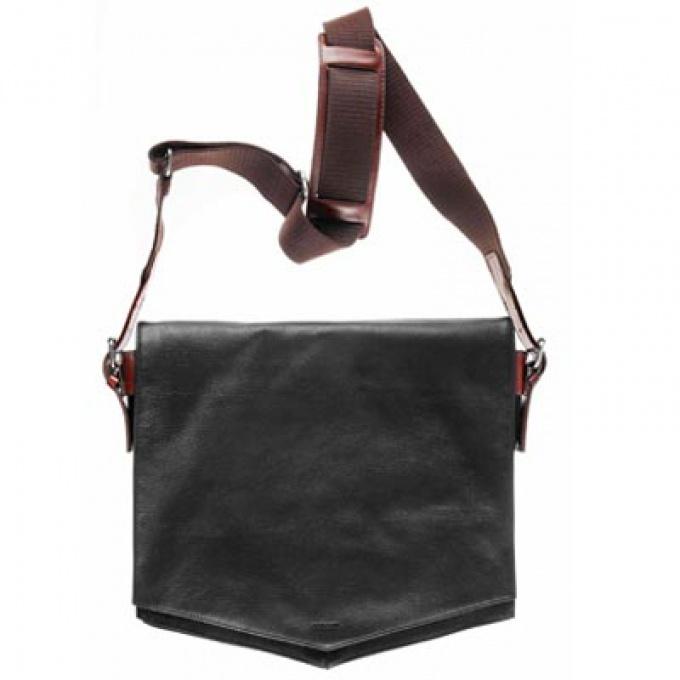 Foto BOLSO DE CUERO Y LINO NEGRO BOREGART