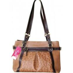 Foto Bolso de piel combinando lisa con grabado