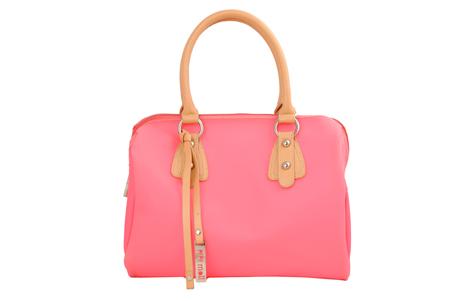 Foto bolso de vinilo coral con asa de mano
