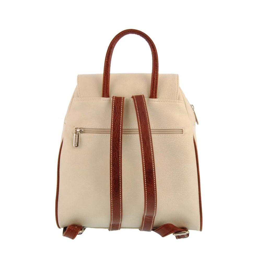 Foto Bolso estilo mochila con solapa y bolsillos (Color: BEIGE, Talla: U)