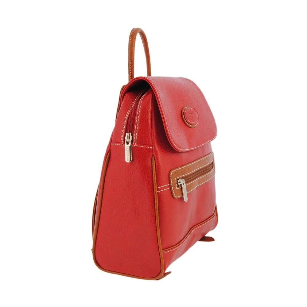 Foto Bolso estilo mochila con solapa y bolsillos (Color: ROJO, Talla: U)