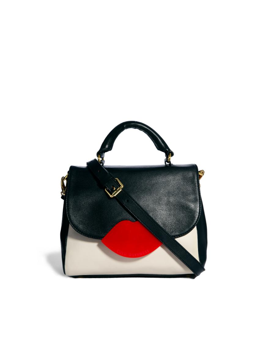 Foto Bolso satchel bandolera colour block pequeño de cuero de Lulu Guin...