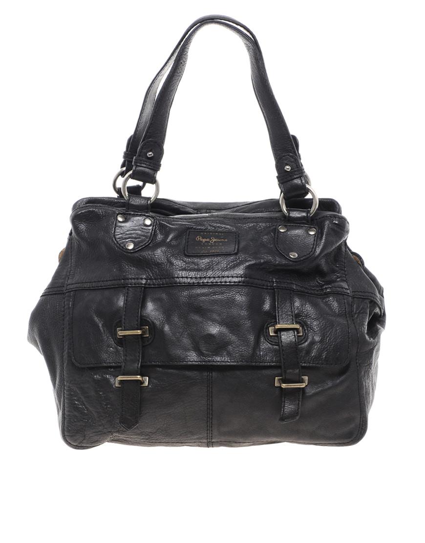 Foto Bolso tote estilo satchel de cuero Bunhill de Pepe Jeans Negro