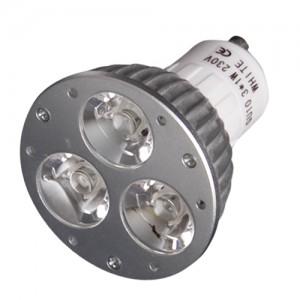 Foto Bombilla de 3 LED alto brillo 3W GU-10 12V. Luz fría 6400K.