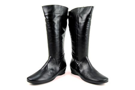 Foto bota alta negra con cuña interior