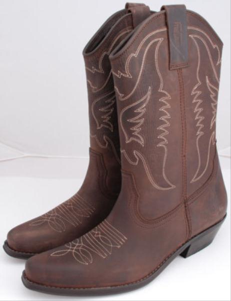 Foto botas cowboy vaquera moteras piel , marrÓn, talla 39 - hombre