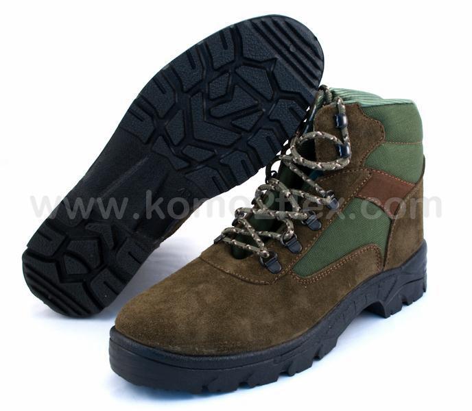 Foto botas trekking piel serraje con cordones, kaki, talla 43 - hombre