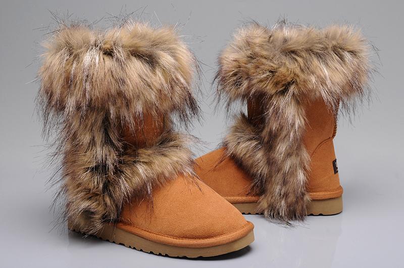 Foto Botas Ugg Classic Short Botas De Fox Fur Mujer 5825 - Castana