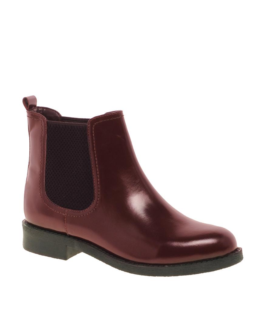 Foto Botines Chelsea de cuero ATHENS de ASOS Burdeos