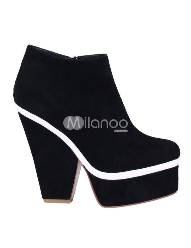 Foto Botines de tacón de plataforma Punk Nubuck mujer de negro