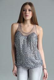 Foto Boutique Millie Georgette Drop Sequin Front Sleeveless Top