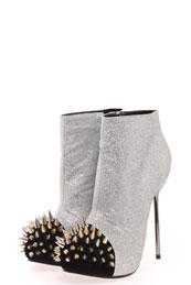 Foto Boutique Naomi Silver Glitter Studded Toe Shoe Boot