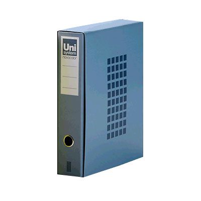 Foto Box de 1 archivador folio niquelado azul Unisystem