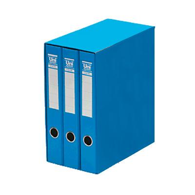 Foto Box de 3 carpetas A4 2 anillas azul Unisystem