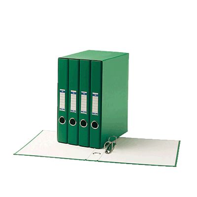 Foto Box de 4 carpetas A4 2 anillas verde Unisystem