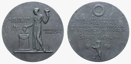 Foto Brandenburg-Berlin, Stadt Zinn-Medaille o Jahr (um 1916