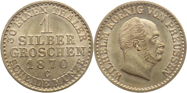 Foto Brandenburg-Preußen 1 Silbergroschen 1870 C
