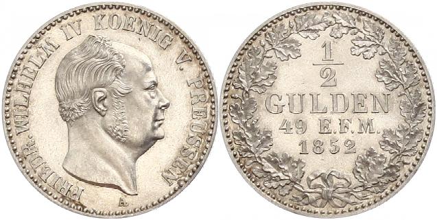 Foto Brandenburg-Preußen 1/2 Gulden 1852