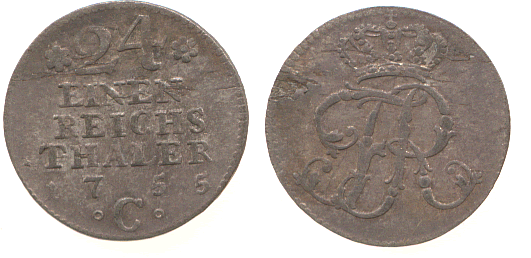 Foto Brandenburg-Preußen 1/24 Taler 1755