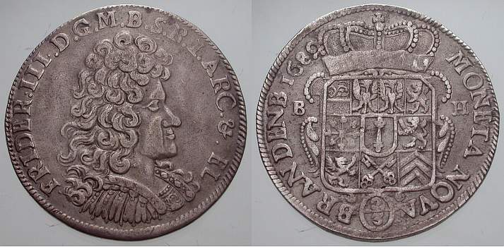 Foto Brandenburg-Preußen 2/3 Taler 1689