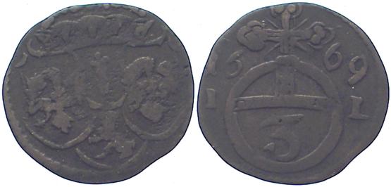 Foto Brandenburg-Preußen 3 Pfennig 1669
