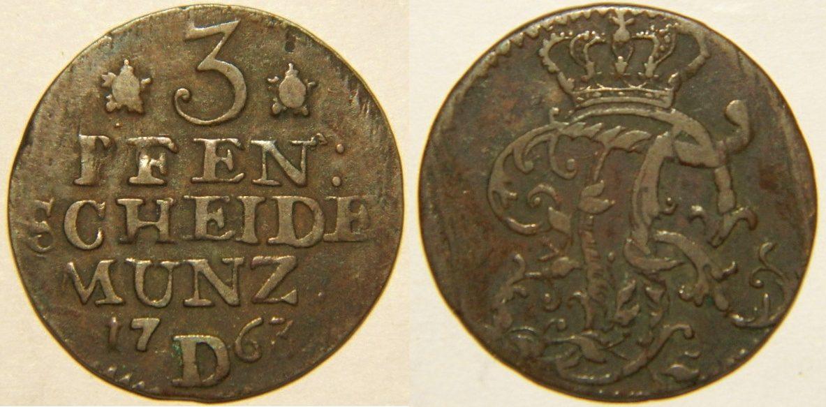 Foto Brandenburg-Preußen 3 Pfennig 1763 D Aurich