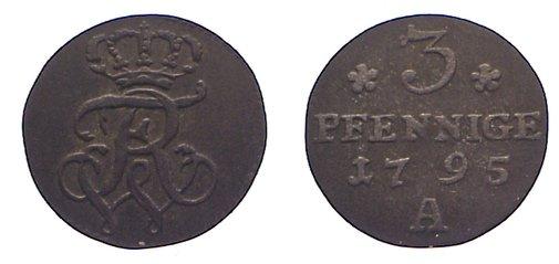 Foto Brandenburg-Preußen 3 Pfennig 1795 A