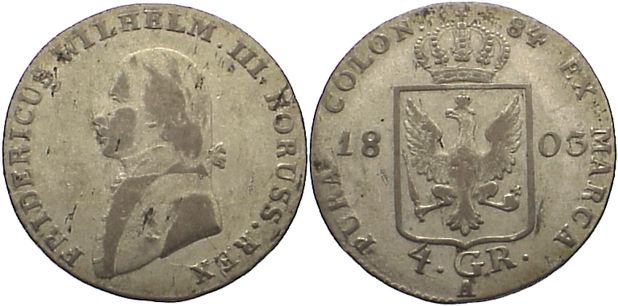 Foto Brandenburg-Preußen 4 Groschen 1803 A