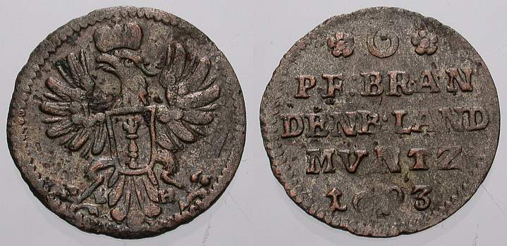 Foto Brandenburg-Preußen Billon 6 Pfennig 1693