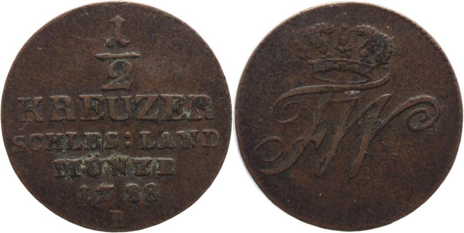 Foto Brandenburg-Preußen Cu 1/2 Kreuzer 1788 B