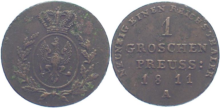 Foto Brandenburg-Preußen Cu Groschen 1811 A