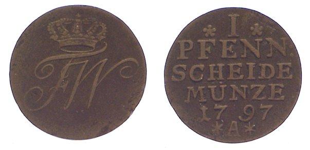 Foto Brandenburg-Preußen Pfennig 1797 A