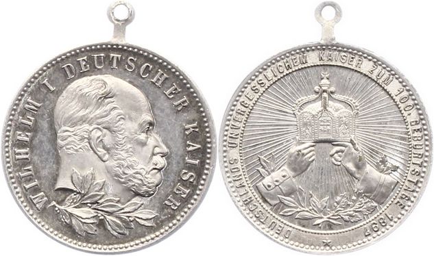 Foto Brandenburg-Preußen Tragbare versilberte Bronzemedaille 1897