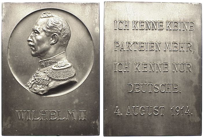 Foto Brandenburg-Preußen Versilberte Bronzeplakette 1914