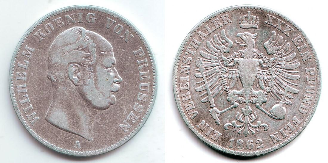 Foto Brandenburg Preussen 1 Taler 1862 A