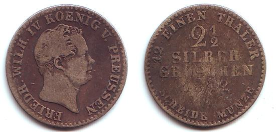 Foto Brandenburg Preussen 2 1/2 Silbergroschen 1/12 Taler 1842 A