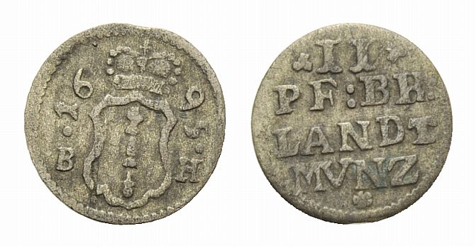 Foto Brandenburg-Preussen 2 Pfennig 1695